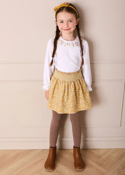 Floral Embroidered Collar with Lace Trim Top in Cream (18mths-12yrs) TOPS & BODYSUITS from Pepa London