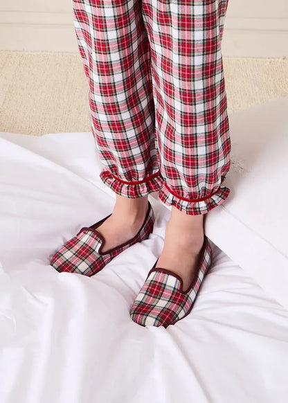 Francis Tartan Slippers in Red (24-35EU) SHOES from Pepa London