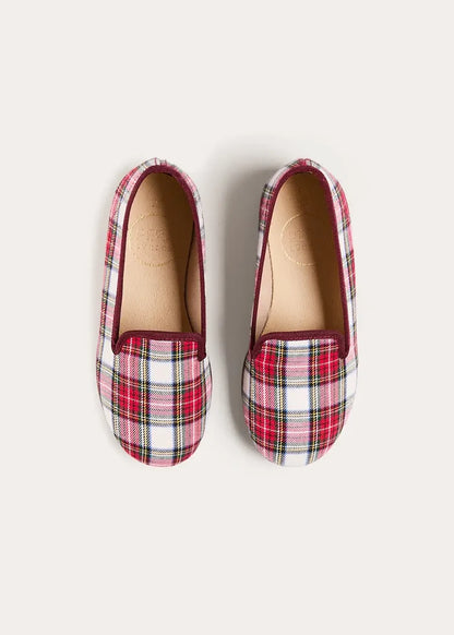 Francis Tartan Slippers in Red (24-35EU) SHOES from Pepa London
