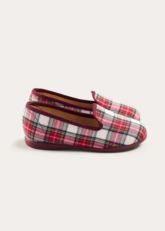 Francis Tartan Slippers in Red (24-35EU) SHOES from Pepa London