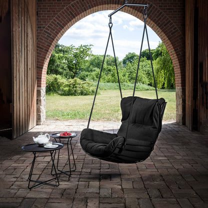 freifrau | leyasol wingback swing seat | bronze glaze frame | cairo ebony (black) leather