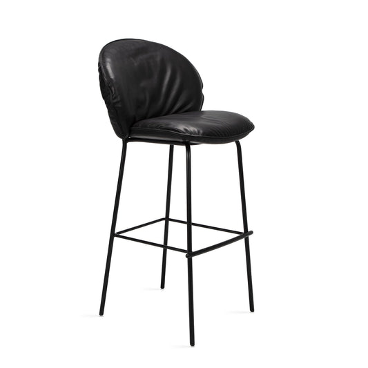 freifrau | marie | kitchenstool | 65 cm |deep black steel frame | cairo leather 70001 - SO