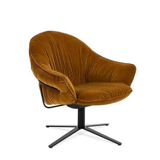 freifrau | marie lounge chair | x-base with rocker + tilting mechanism | adamo + eva tabacco + deep black frame