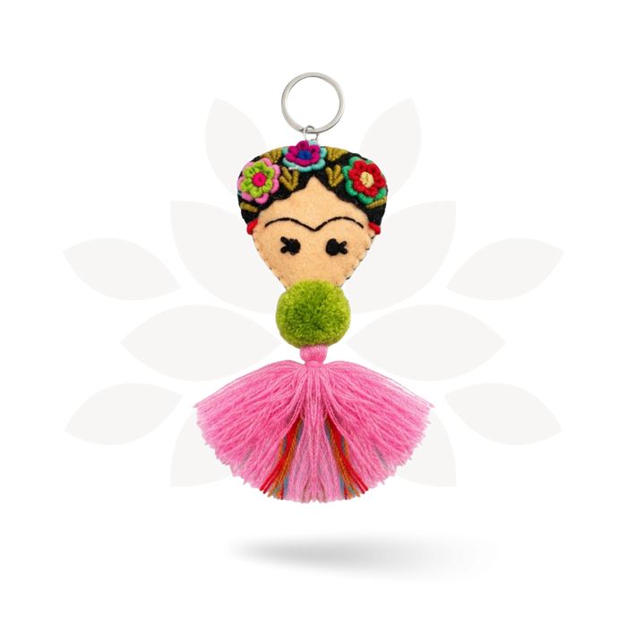 Frida Kahlo Embroidered Keychain / Zipper Pull - Mexico
