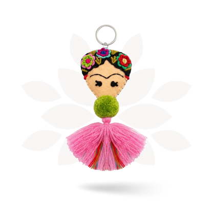 Frida Kahlo Embroidered Keychain / Zipper Pull - Mexico