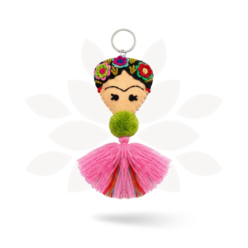 Frida Kahlo Embroidered Keychain / Zipper Pull - Mexico