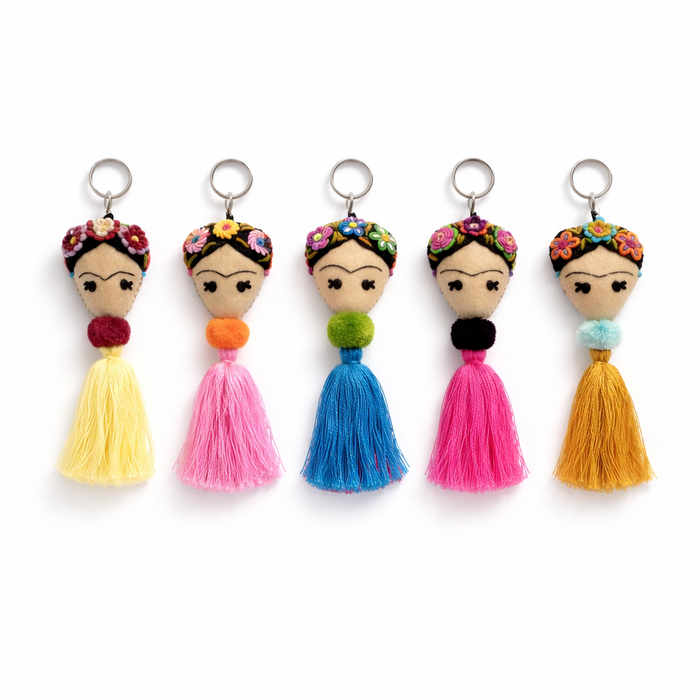 Frida Kahlo Embroidered Keychain / Zipper Pull - Mexico