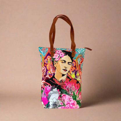 Frida Kahlo Printed Tote Bag with Zipper - Thailand
