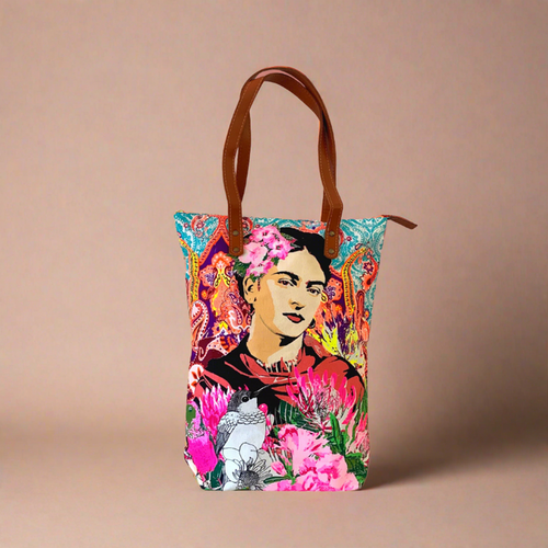 Frida Kahlo Printed Tote Bag with Zipper - Thailand