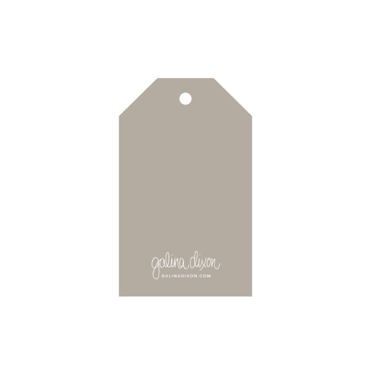 galina dixon | gift tag | hello little one grey - white text