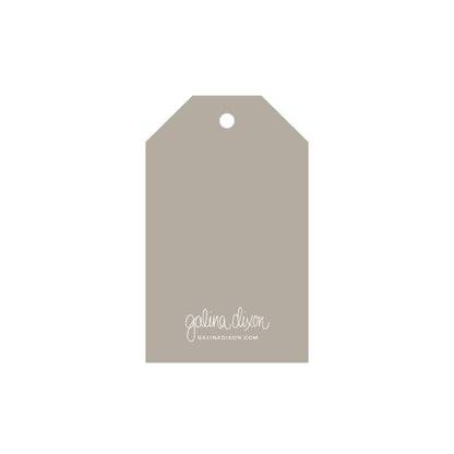 galina dixon | gift tag | hello little one grey - white text