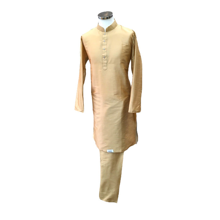 Gold - Mens Plain Silky Kurta Set  -  Ideal under a waitcoat - KCS2211 KK 0322