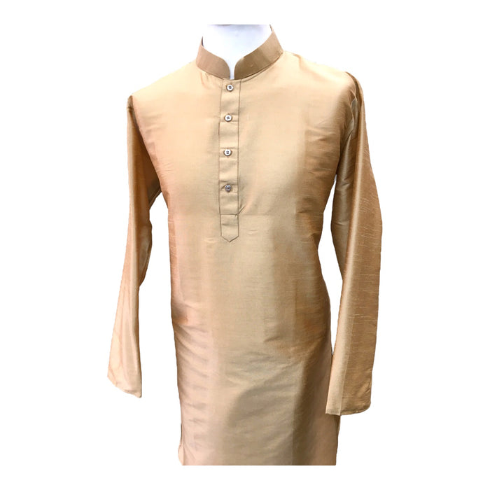 Gold - Mens Plain Silky Kurta Set  -  Ideal under a waitcoat - KCS2211 KK 0322