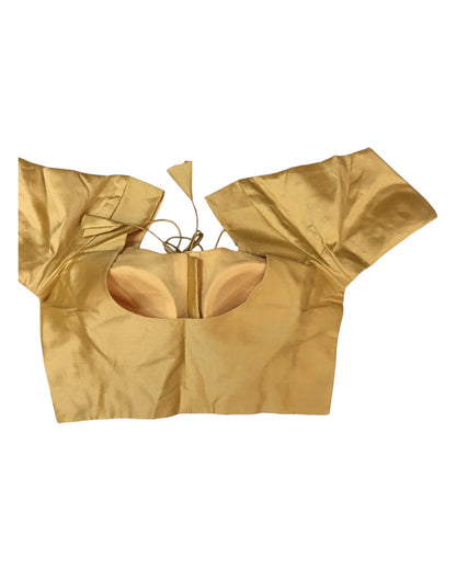 Gold - Plain Silky Saree blouse with cups, Short Sleeves- 36" to 44" - RNK - C190B-R