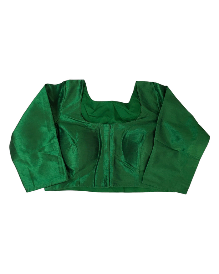 Green - Silky Saree blouse with cups,  Long Sleeves, High Back - 42" - UK Stock - Quick Delivery - RNK - R231F-A