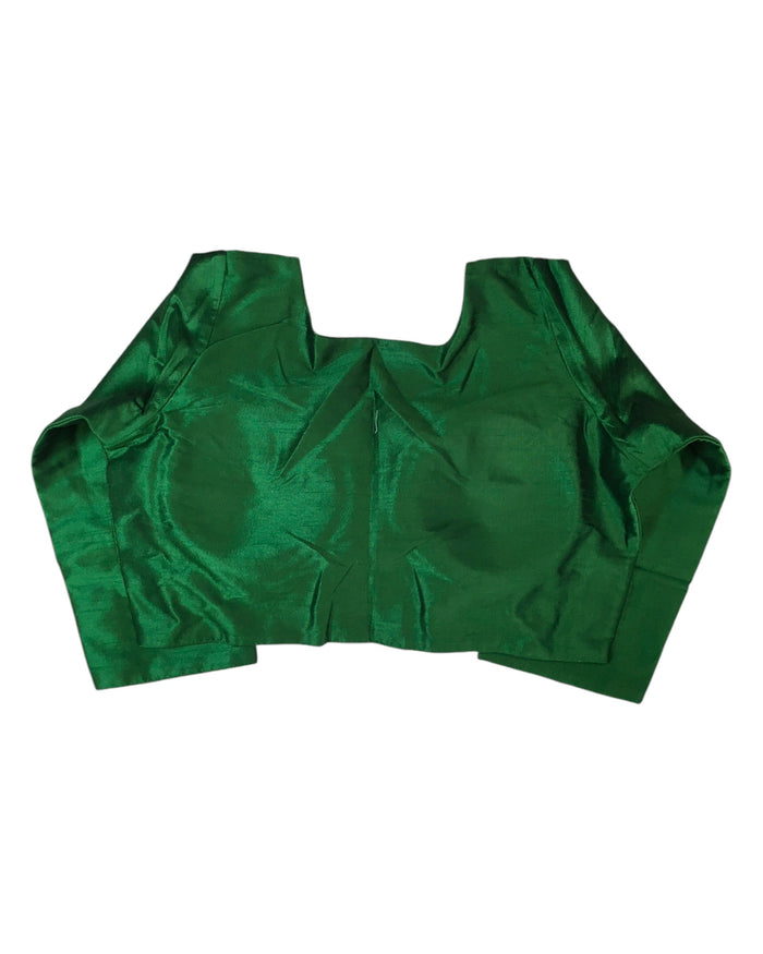 Green - Silky Saree blouse with cups,  Long Sleeves, High Back - 42" - UK Stock - Quick Delivery - RNK - R231F-A