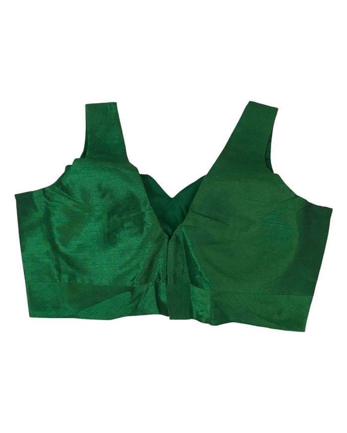 Green - Silky Saree blouse with cups,  Sleeveless - 42" - UK Stock - Quick Delivery - RNK - R722A-KY