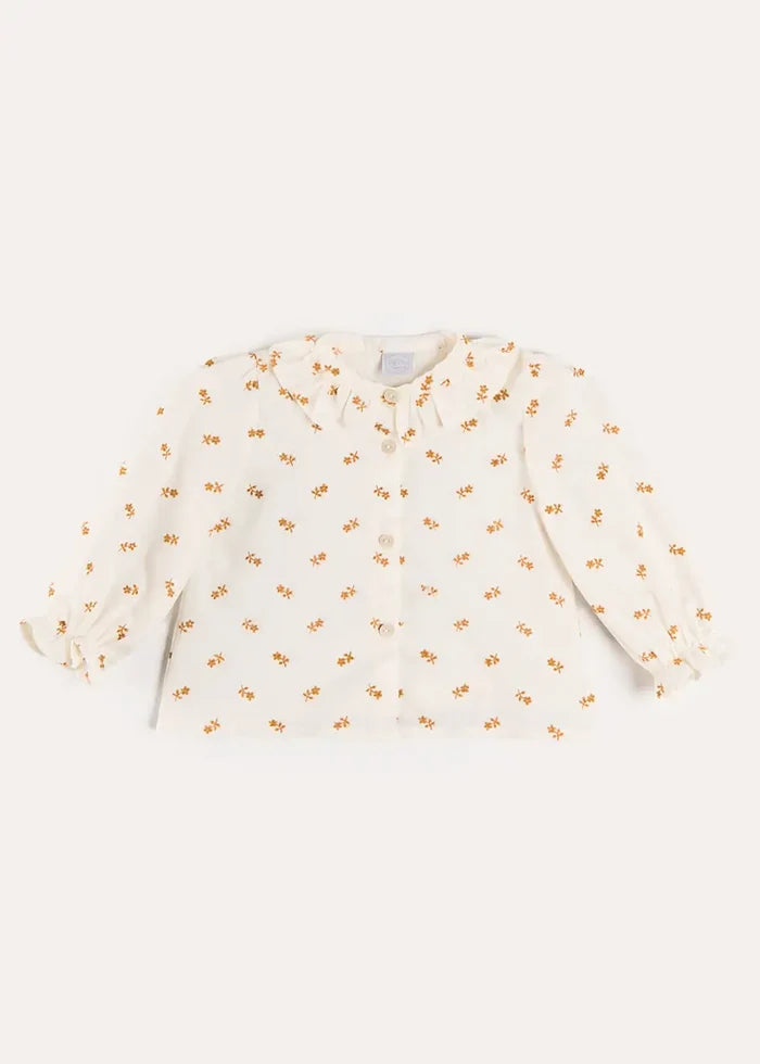 Hattie Floral Embroidered Long Sleeve Blouse in White (2-10yrs) BLOUSES from Pepa London