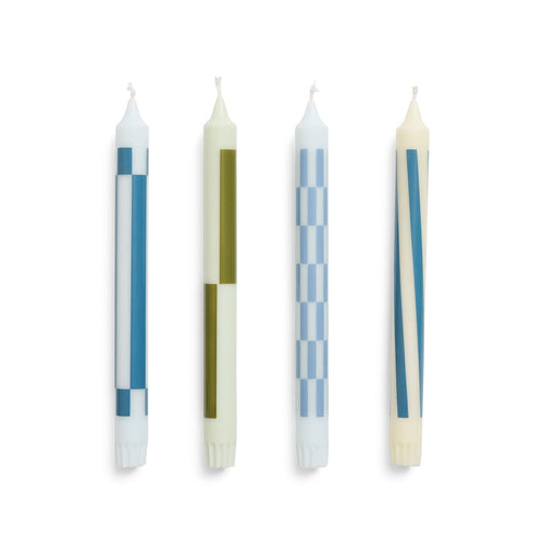 hay | green and blue pattern candle | set of 4