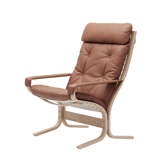 hjelle | siesta classic 301 chair | high back with arms | oak + rustical tan leather
