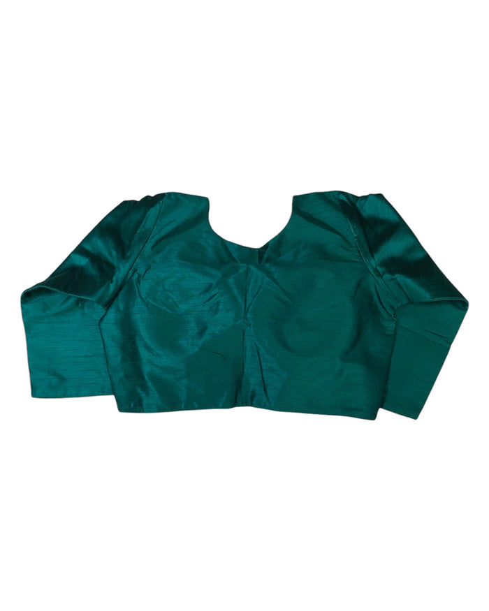 Jade Green - Silky Saree blouse with cups,  Long Sleeves, High Back - 38" - UK Stock - Quick Delivery - RNK - R231F-A