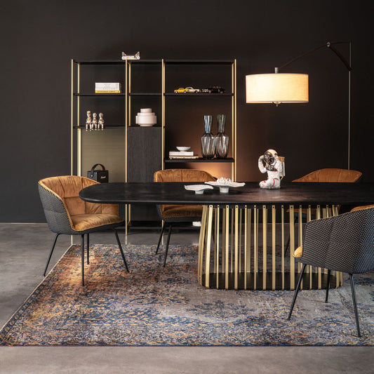 janua | bc 07 basket table boat shape | charburned larch + black base 280x120cm