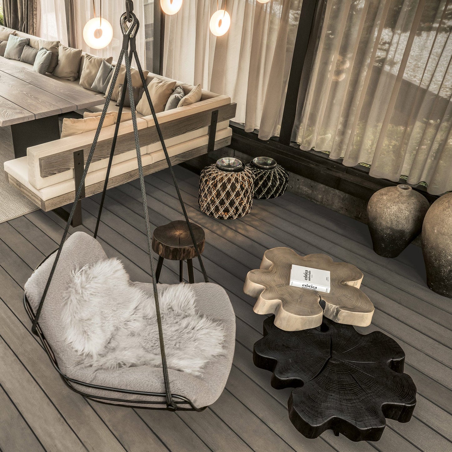 freifrau | leyasol outdoor lounge swing seat | lopi ash + black frame