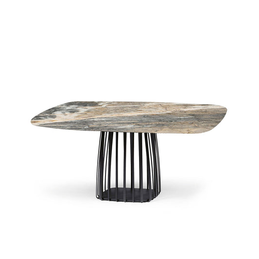 janua | low dining | bc 07 basket table | earth blue stone + black base 145x110cm
