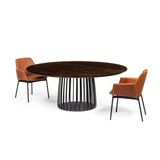janua | bc 07 basket table round | anthracite smoked oak + black base 170cm