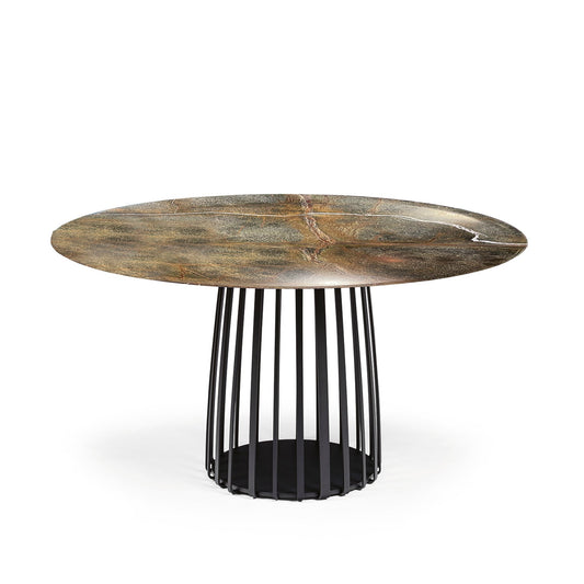 janua | bc 07 basket table round | rainforest green stone + black base 110cm
