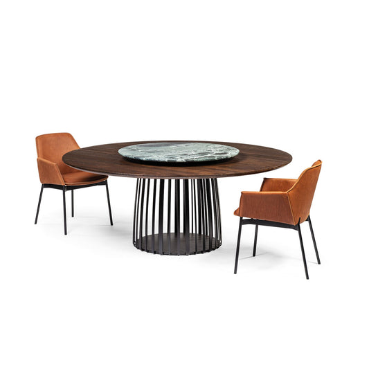 janua | bc 07 basket table round | smoked oak + black base 185cm