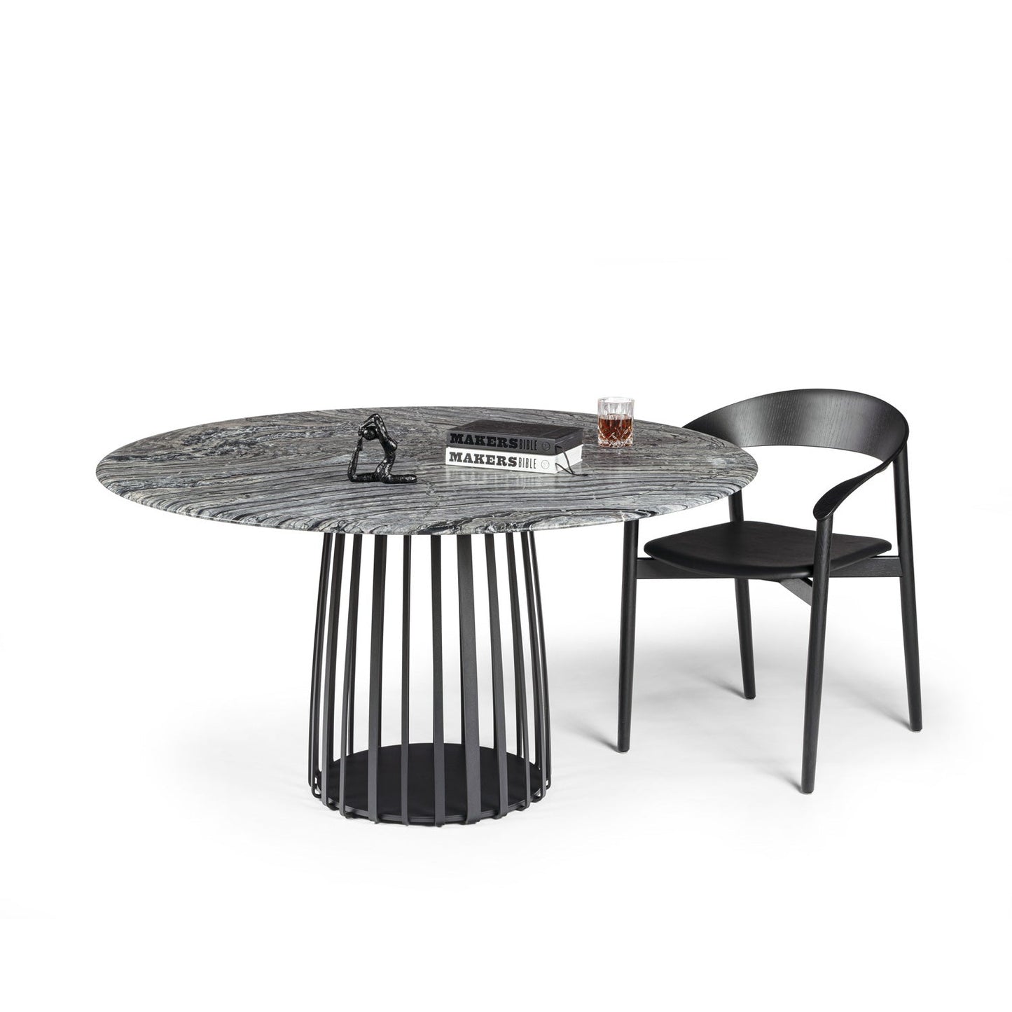 janua | bc 07 basket table round | rainforest green stone + black base 110cm