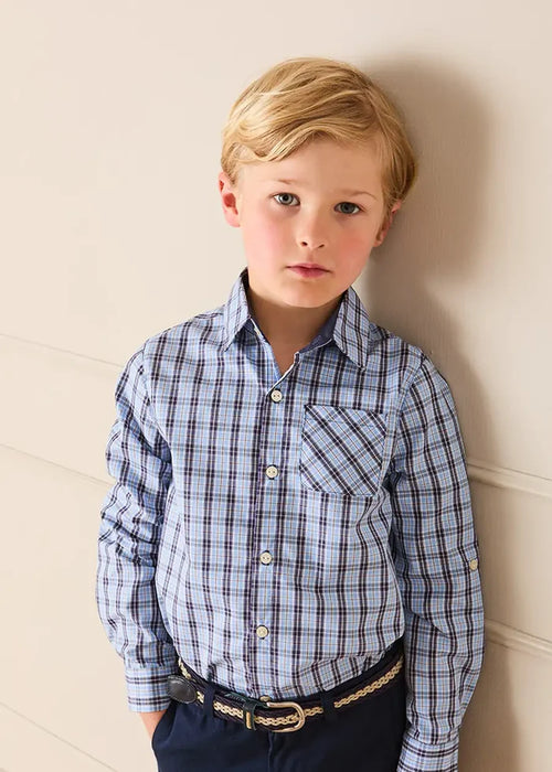 Kingsley Check Oxford Collar Shirt in Blue (2-10yrs) SHIRTS from Pepa London