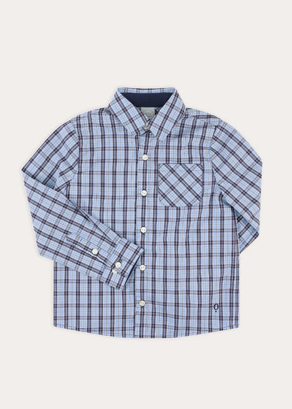 Kingsley Check Oxford Collar Shirt in Blue (2-10yrs) SHIRTS from Pepa London