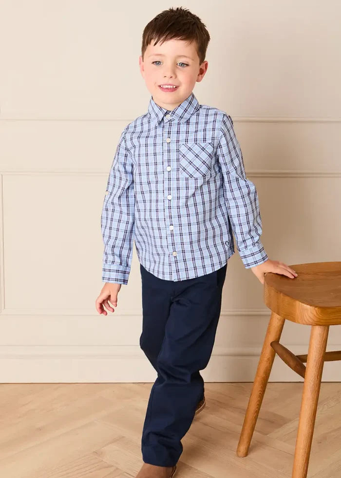 Kingsley Check Oxford Collar Shirt in Blue (2-10yrs) SHIRTS from Pepa London