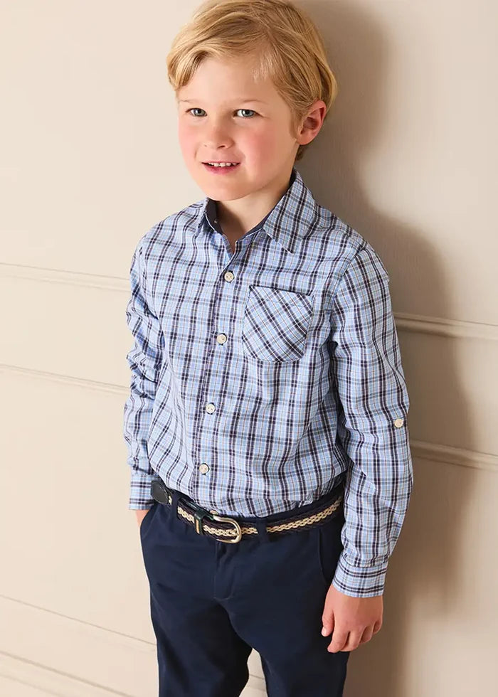 Kingsley Check Oxford Collar Shirt in Blue (2-10yrs) SHIRTS from Pepa London