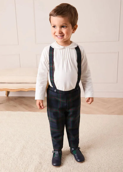 Kinnerton Tartan Trousers with Braces in Blue (18mths-5yrs) TROUSERS from Pepa London