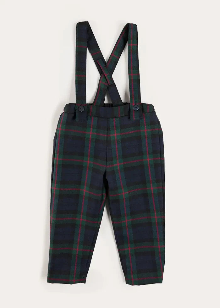 Kinnerton Tartan Trousers with Braces in Blue (18mths-5yrs) TROUSERS from Pepa London