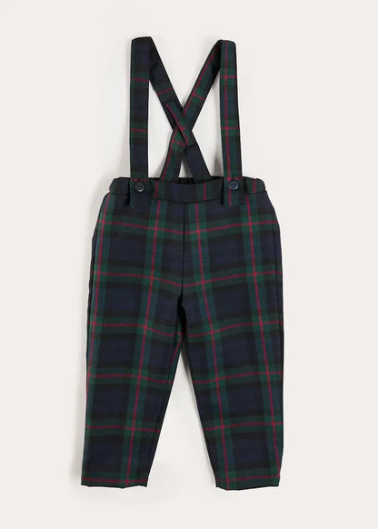 Kinnerton Tartan Trousers with Braces in Blue (18mths-5yrs) TROUSERS from Pepa London