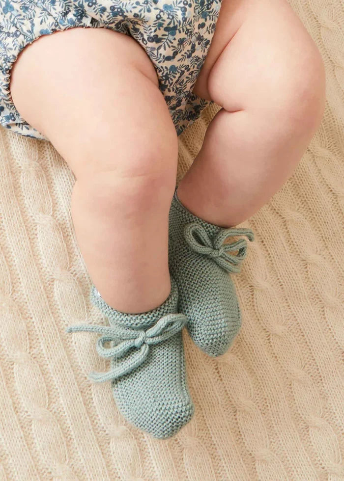 Knitted Booties in Green SHOES from Pepa London