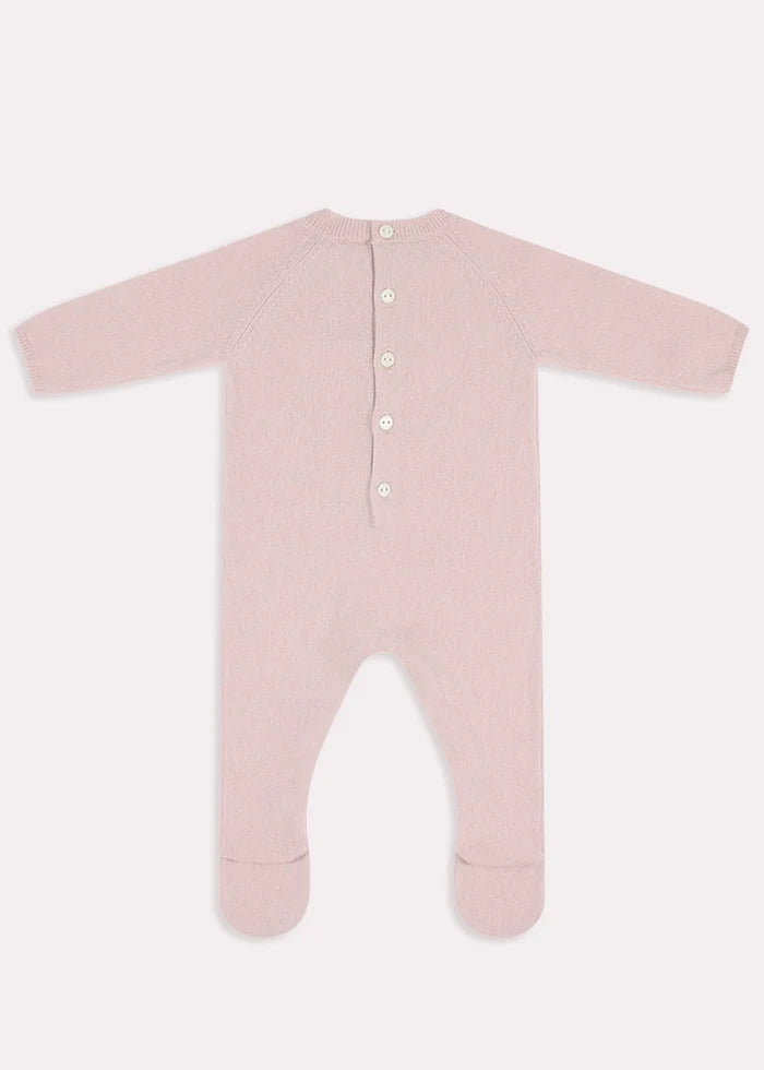 Knitted Floral Hand Embroidered All In One in Dusty Pink (1-12mths) Knitwear from Pepa London