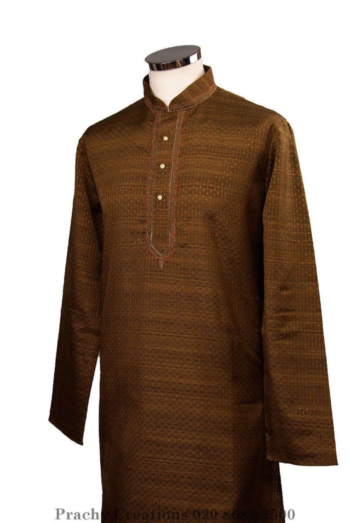 Kurta set made using handloom material with thread work - Chev KY0315 - Prachy Creations