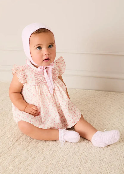 Lace Detail Bonnet in Baby Pink (0-9mths) BONNETS from Pepa London