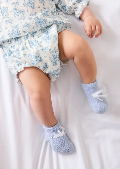 Lace Detail Knitted Booties in Light Blue (0-6mths) SHOES from Pepa London