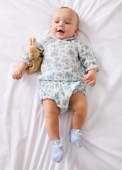 Lace Detail Knitted Booties in Light Blue (0-6mths) SHOES from Pepa London