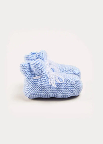 Lace Detail Knitted Booties in Light Blue (0-6mths) SHOES from Pepa London