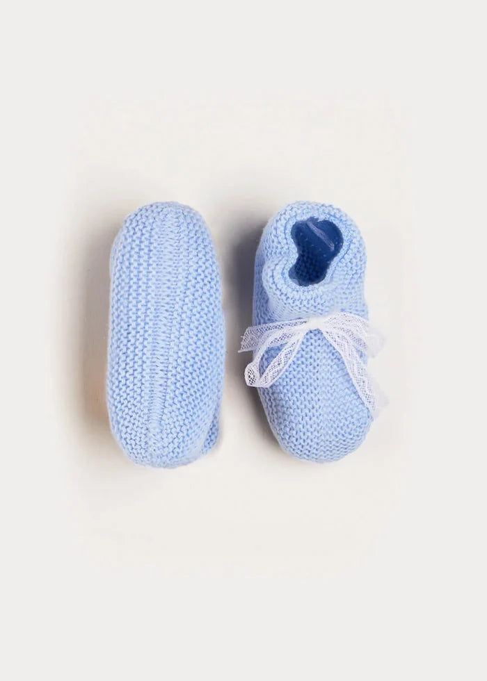 Lace Detail Knitted Booties in Light Blue (0-6mths) SHOES from Pepa London