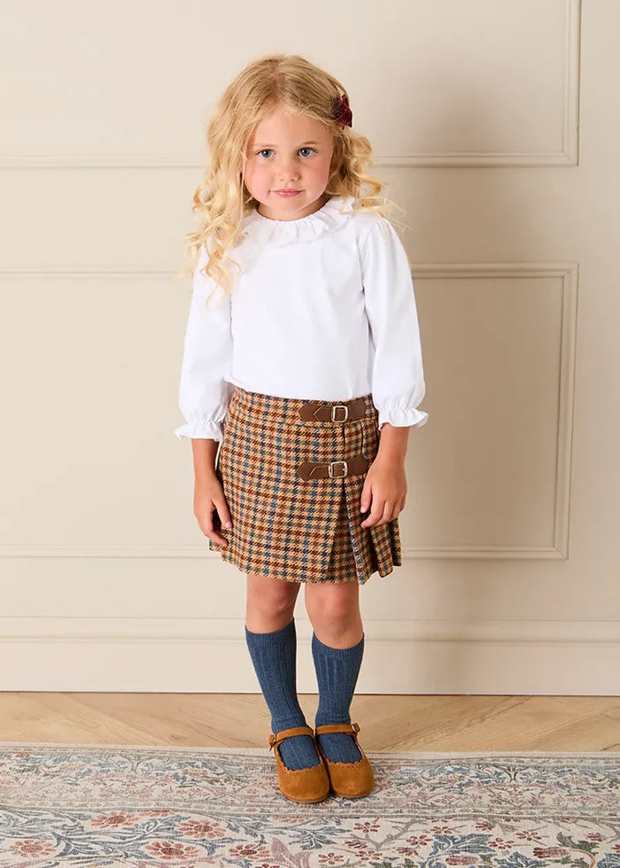 Lace Frill Collar Long Sleeve Top in White (18mths-10yrs) Tops & Bodysuits from Pepa London