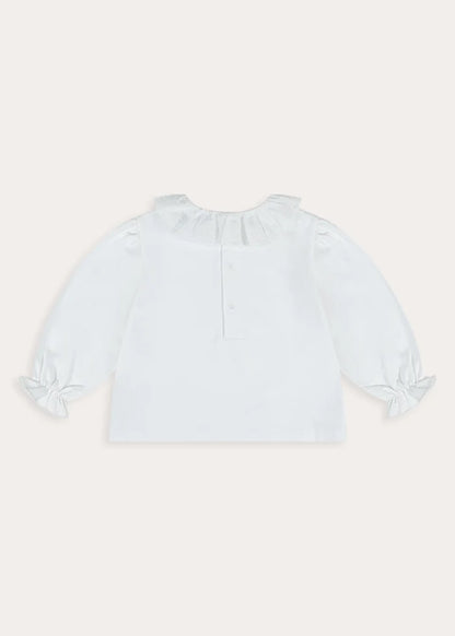 Lace Frill Collar Long Sleeve Top in White (18mths-10yrs) Tops & Bodysuits from Pepa London
