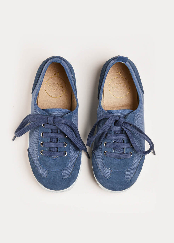 Lace Up Plimsoll Sneakers in Navy (24-34EU) SHOES from Pepa London